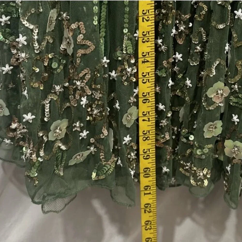NWT$798 Mac Duggal [ 8 ] Sequin Floral Embellished‎ Evening Gown Sage Green Q728 - Picture 10 of 16